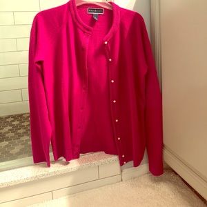 Pink Cardigan - Karen Scott, pearl buttons